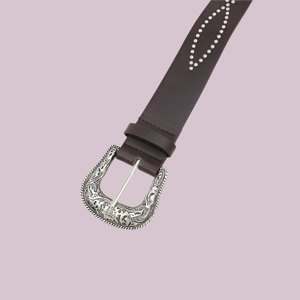 Rhinestone Faux Leather Belt for Women