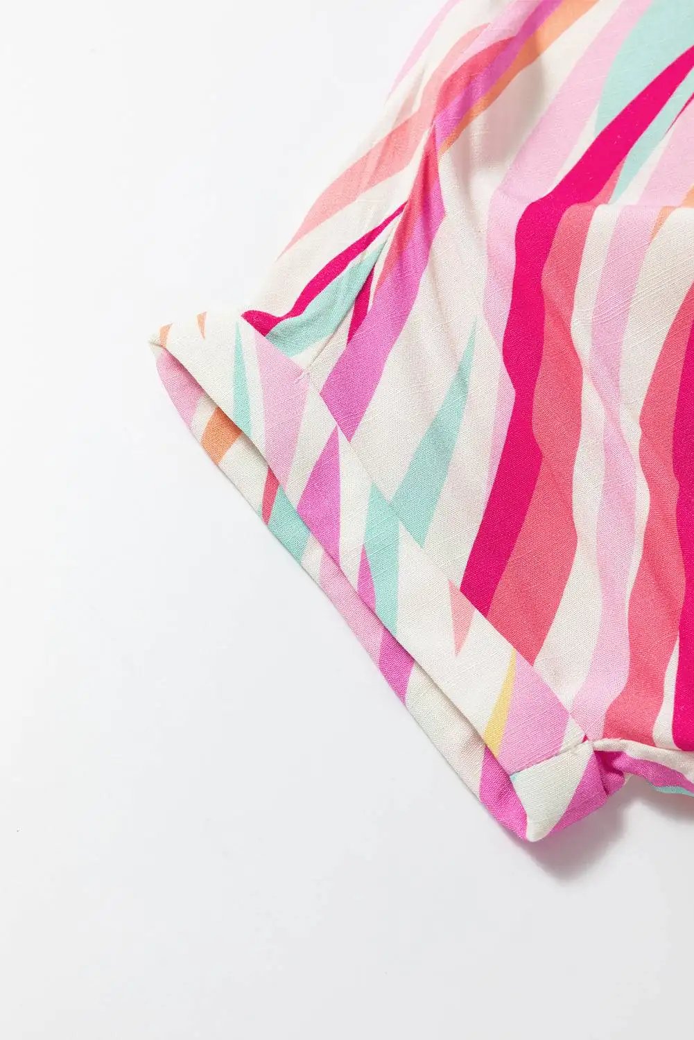Multicolor Abstract Print High Low Blouse – 100% Viscose, Trendy Modern Hemline