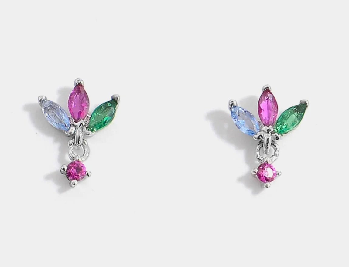 925 Sterling Silver Inlaid Zircon Earrings - Captivating Gemstone Studs