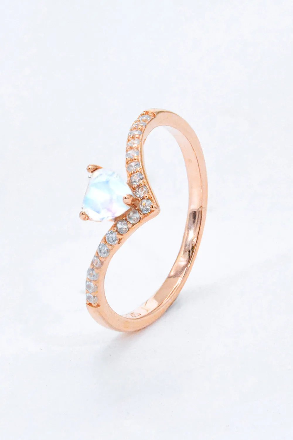 Moonstone Heart Ring - Modern Minimalist Design in S925 Sterling Silver