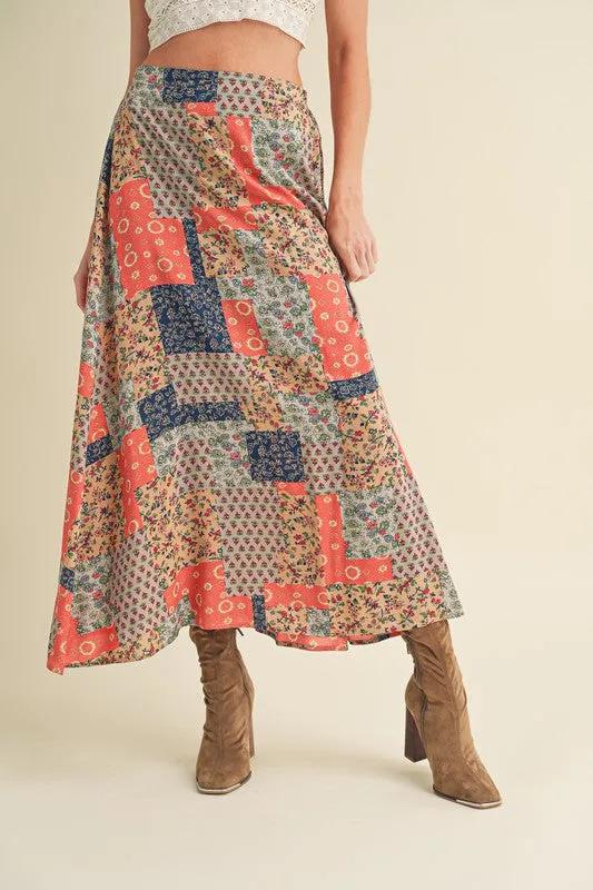 Stylish Printed Maxi Skirt: Elevate Your Wardrobe with Bold Patterns in Tan/Orange