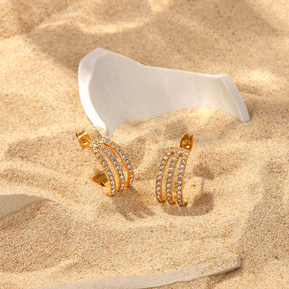 Crystal C Hoop Gold Earrings: Shine Bright Fashion Jewelry