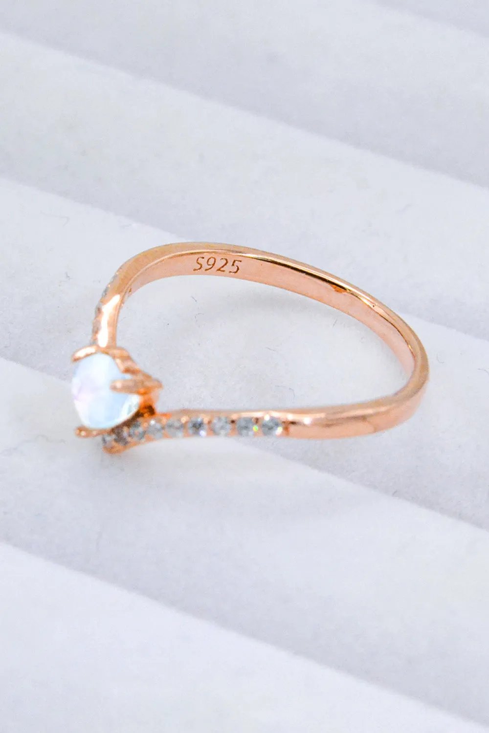Moonstone Heart Ring - Modern Minimalist Design in S925 Sterling Silver