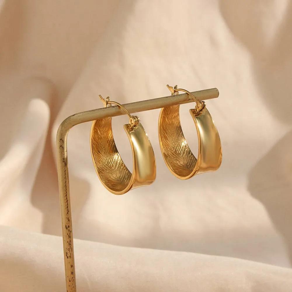 Gold Earrings Olivia Ellipse Hoops – Mid-Century Modern Inspired Design Fashion Earrings