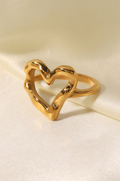 Elegant 18K Gold Plated Open Heart Ring