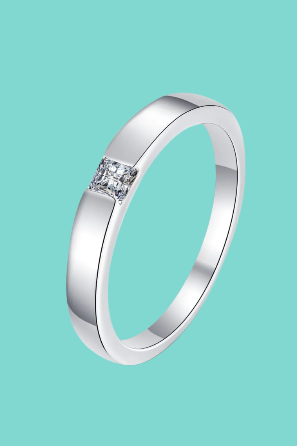 Minimalist Moissanite Rhodium Plated Ring