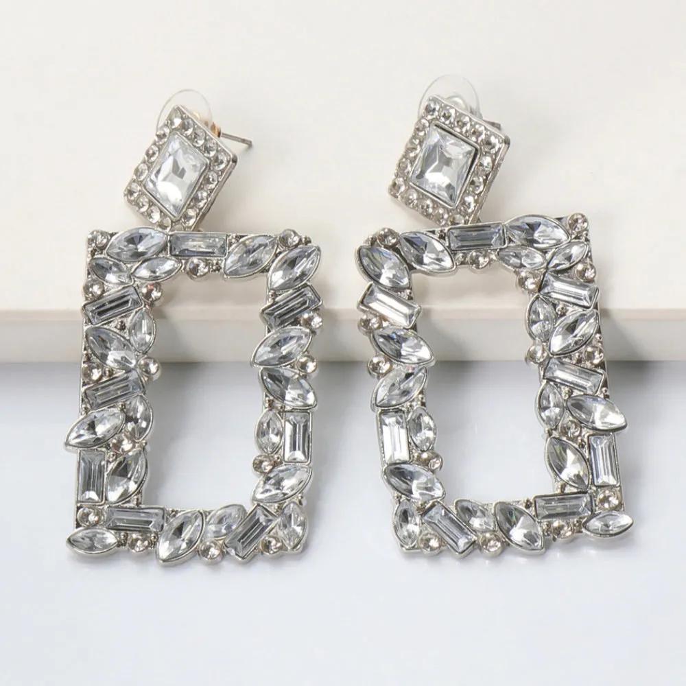 Rectangular Crystal Drop Earrings – Bold and Vibrant Statement Jewelry