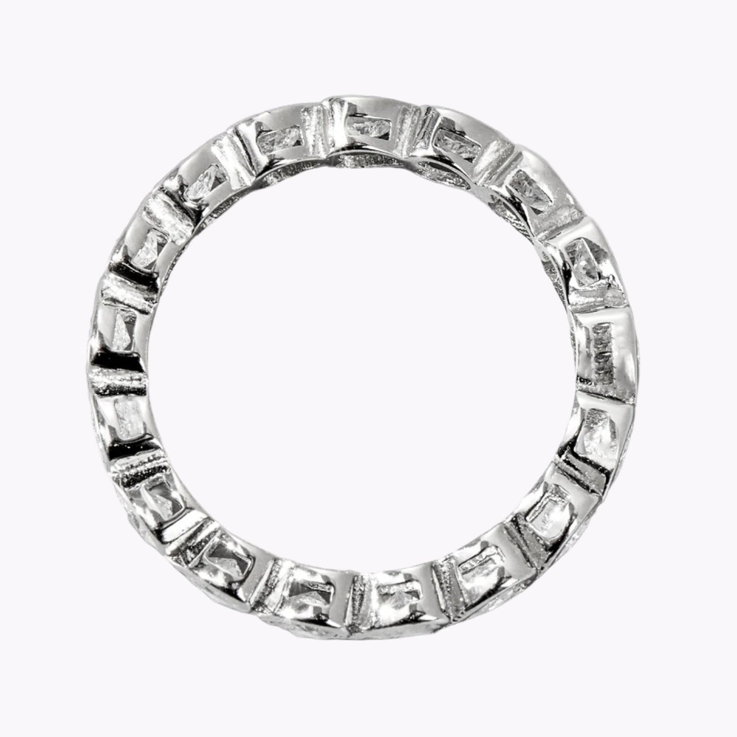 Women's Silver & Zircon Heart Eternity Band