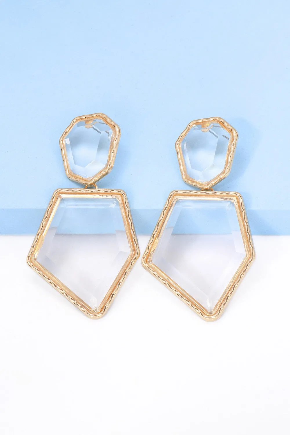 Framed Geometric Resin Drop Earrings