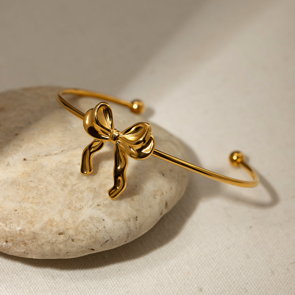 Gold Ribbon Bow Cuff Bangle Bracelet: Elevate Your Style