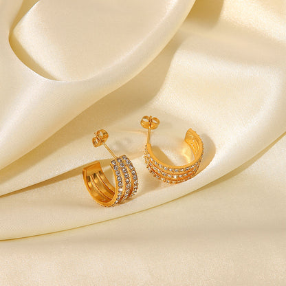 Crystal C Hoop Gold Earrings: Shine Bright Fashion Jewelry