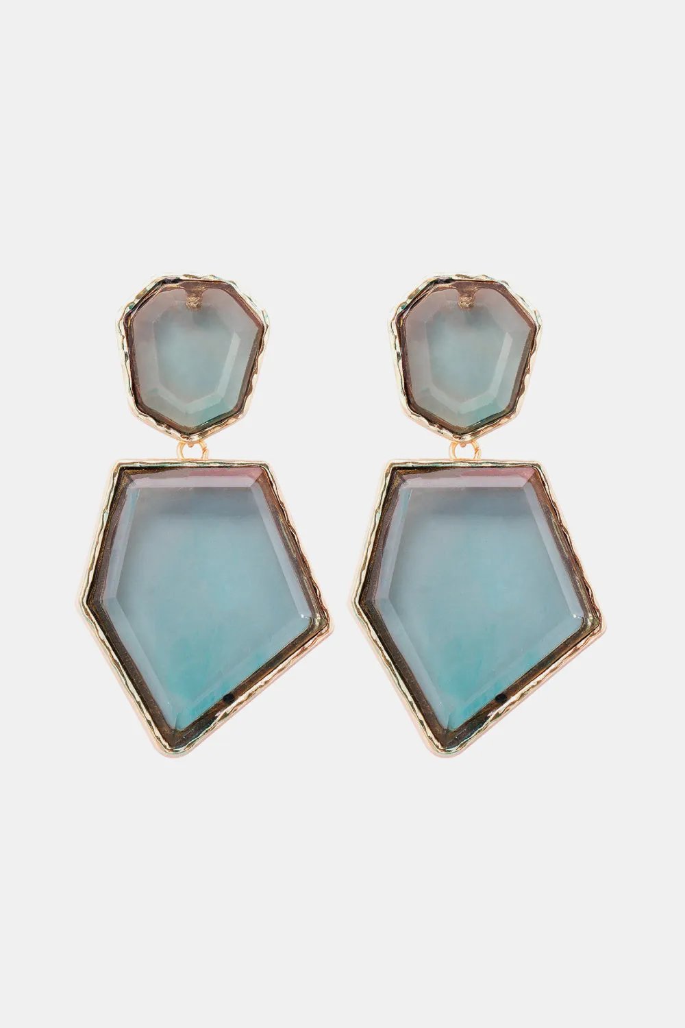 Framed Geometric Resin Drop Earrings