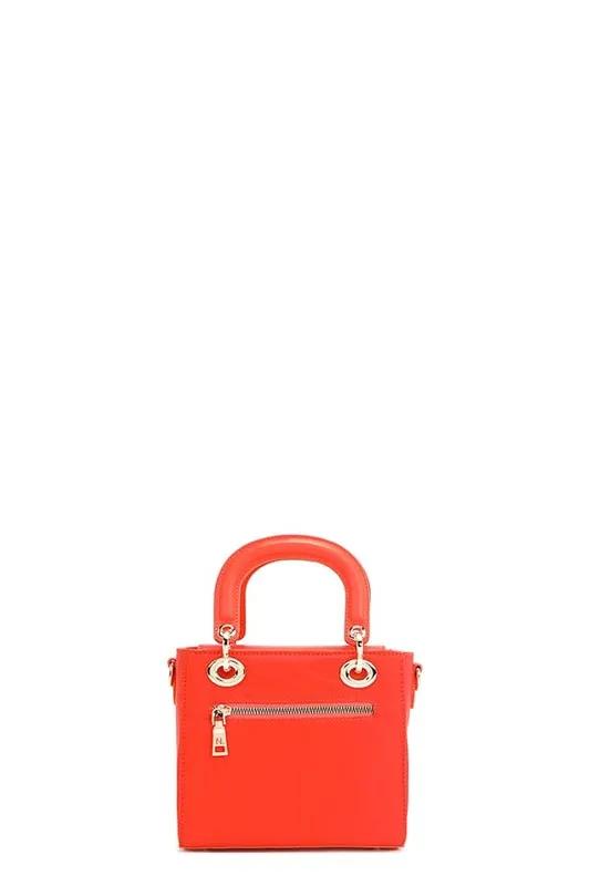 Nicole Lee Structured Mini Handbag with Embroidered Patches