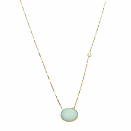 Aanya Classic Necklace in Aqua Chalcedony and White Topaz Jewelry Bubble