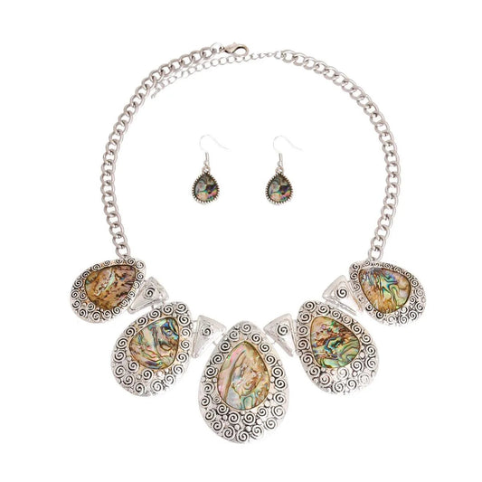 Abalone Teardrop Collar Necklace Set: Must-Have, Unique & Stunning! Jewelry Bubble