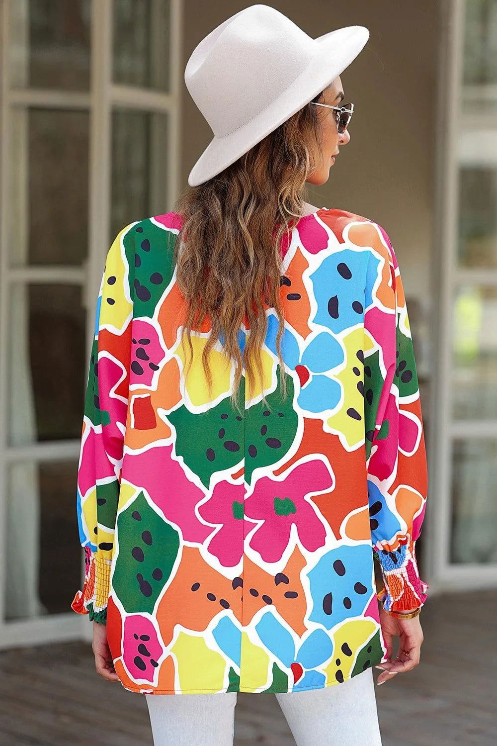 Abstract Print Multicolor Blouse: Vibrant Style for Summer Jewelry Bubble