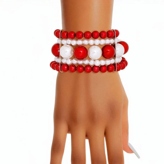 Accessorize with Red & White Pearl Bracelet: Order Today Jewelry Bubble