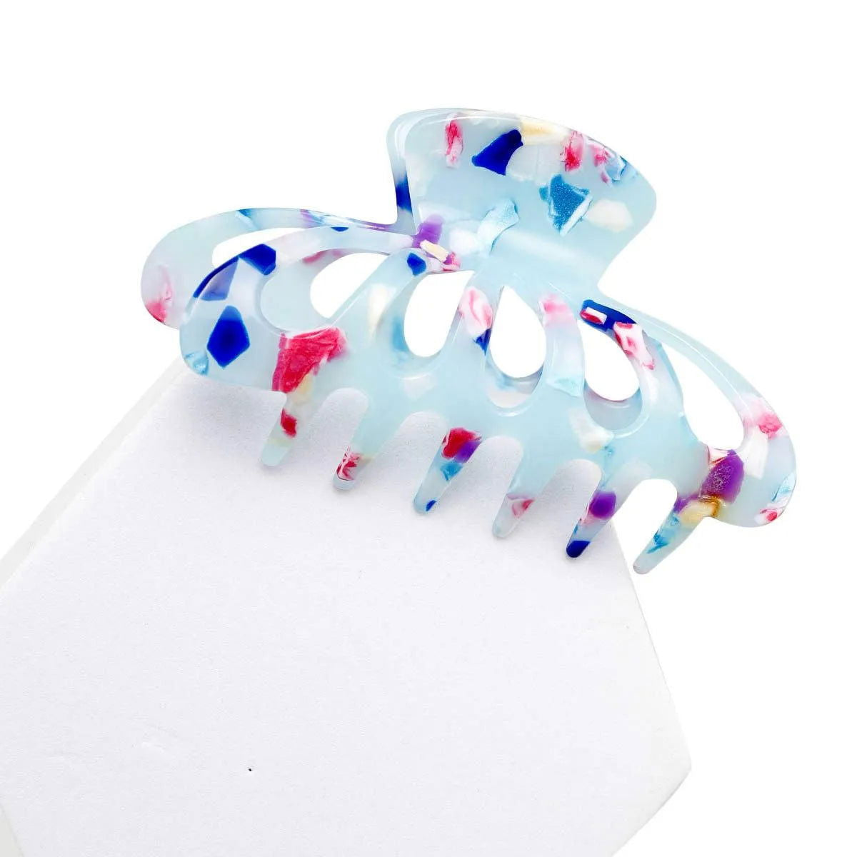 Achieve a Chic Look with the Blue Marble Big Hair Claw Clip Jewelry Bubble