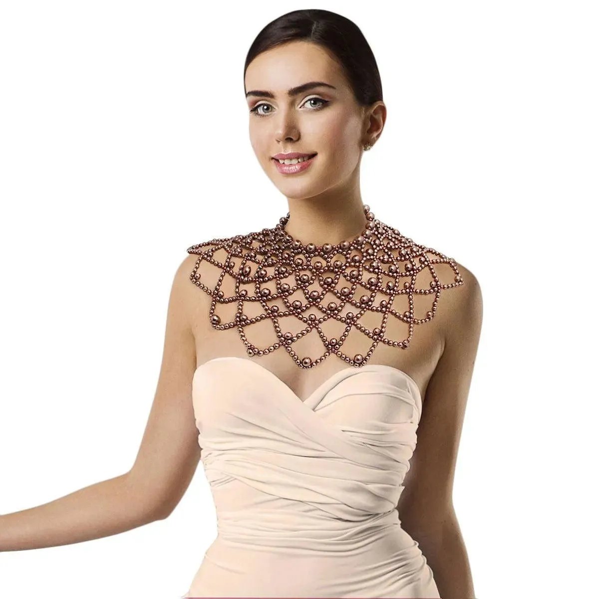 Add Glamour to Your Outfit: Brown Pearl Necklace Set: Shop Today!