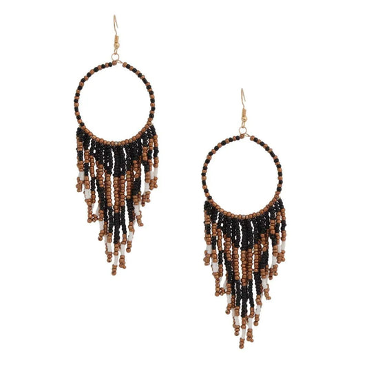 Add Some Glam to Your Look with Black & Gold Bead Fringe Dangle Earrings Jewelry Bubble