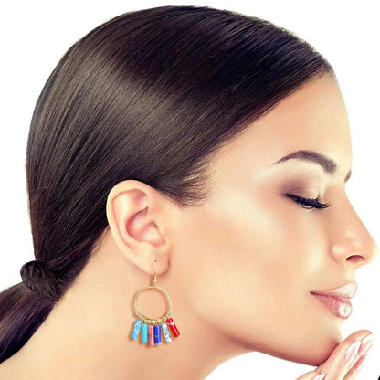 Add Splash to Your Look with Multicolor Bead Dangle Hoop Earrings Jewelry Bubble