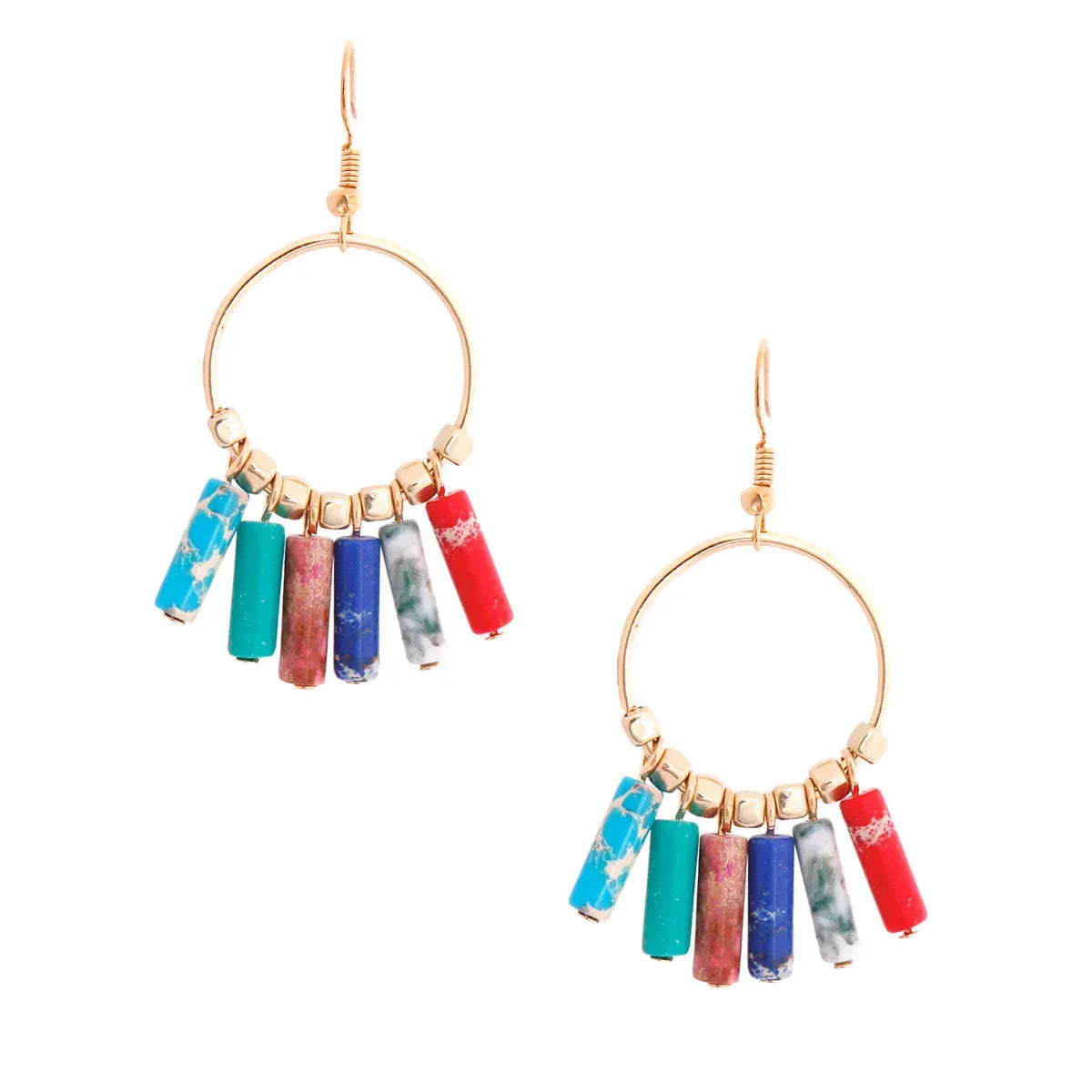 Add Splash to Your Look with Multicolor Bead Dangle Hoop Earrings Jewelry Bubble