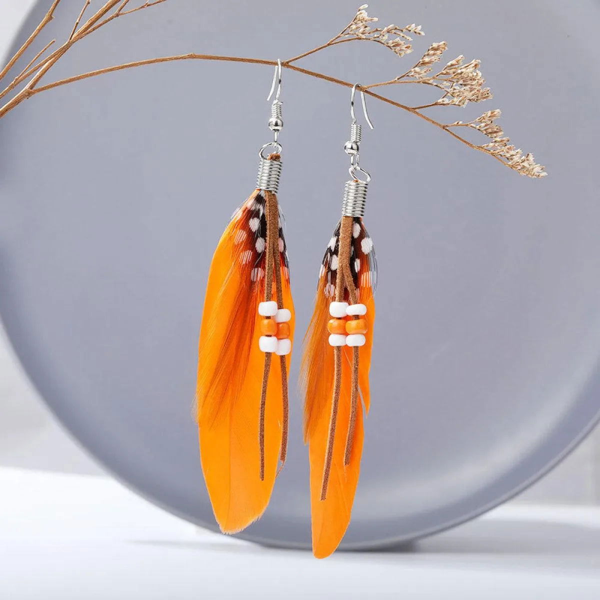 Adorning Yourself with Beaded Tassel Feather Drop Earrings Jewelry Bubble