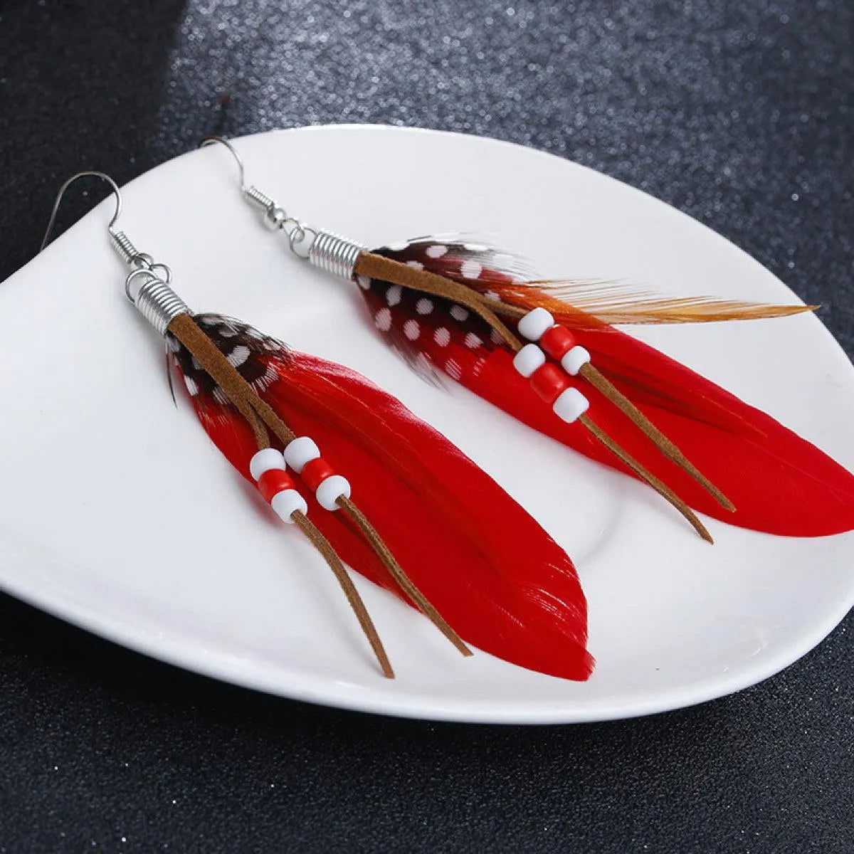 Adorning Yourself with Beaded Tassel Feather Drop Earrings Jewelry Bubble