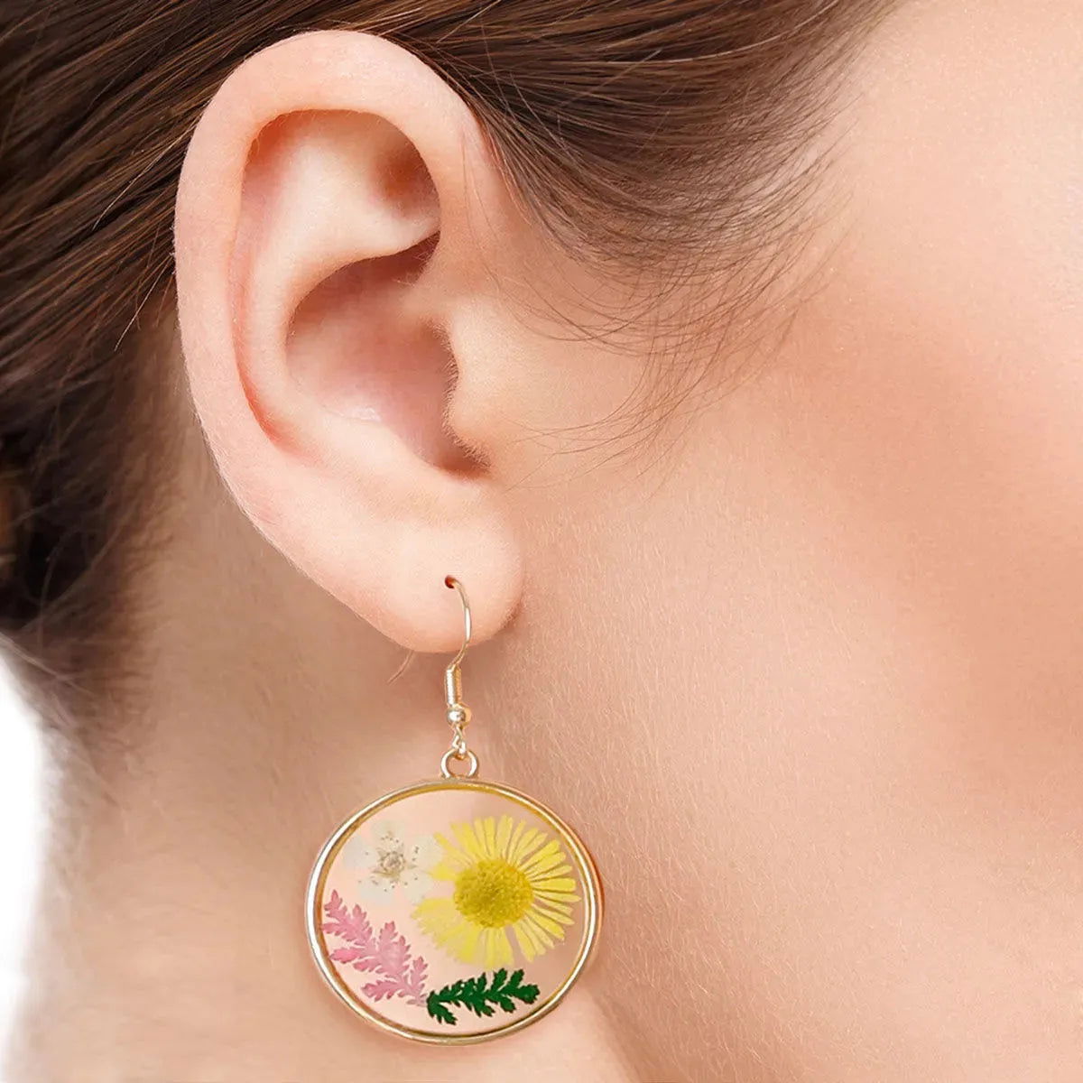 Affordable Dried Flower Round Dangle Earrings Jewelry Bubble