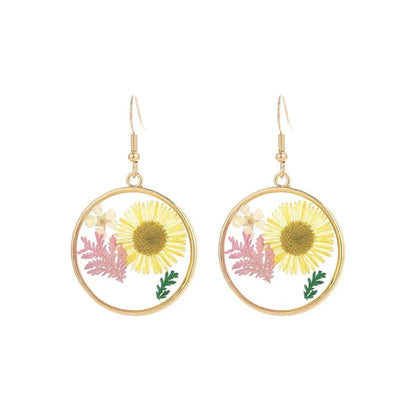 Affordable Dried Flower Round Dangle Earrings Jewelry Bubble