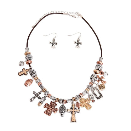 Affordable Mixed Metal Charm Bead Necklace Set: Complete Your Look Today Jewelry Bubble