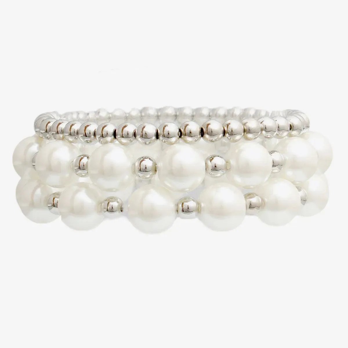 Affordable Pearl & Ball Bead Bracelet Set - Shop Now!