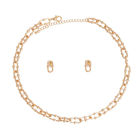 Anchor Chain Gold-Tone Earrings and Necklace: Your Fabulous Duo Jewelry Bubble