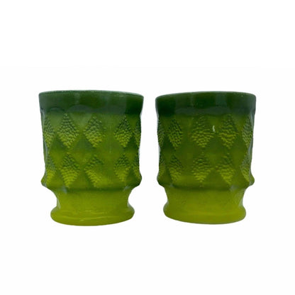 Anchor Hocking Fire King Kimberly Mugs - Green Jewelry Bubble