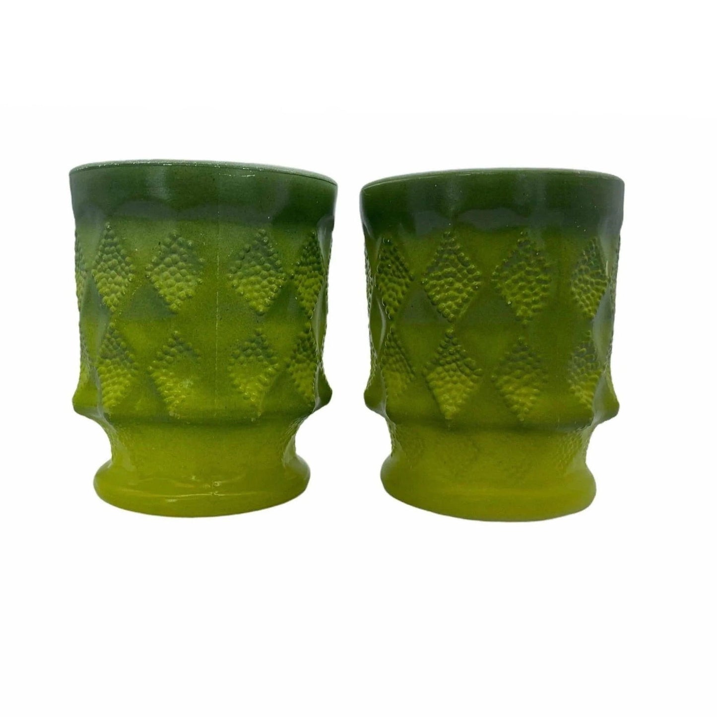 Anchor Hocking Fire King Kimberly Mugs - Green Jewelry Bubble