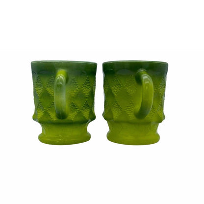 Anchor Hocking Fire King Kimberly Mugs - Green Jewelry Bubble