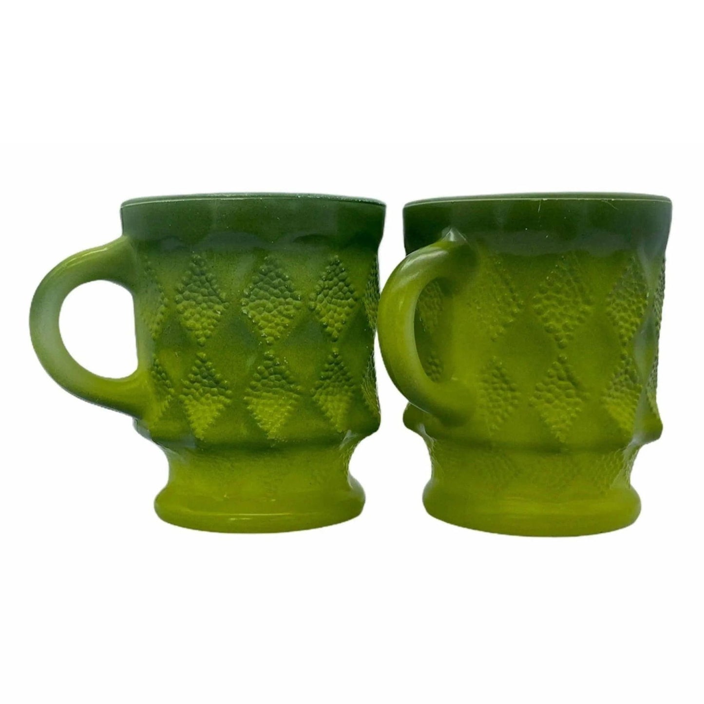 Anchor Hocking Fire King Kimberly Mugs - Green Jewelry Bubble