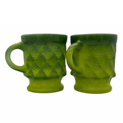 Anchor Hocking Fire King Kimberly Mugs - Green Jewelry Bubble