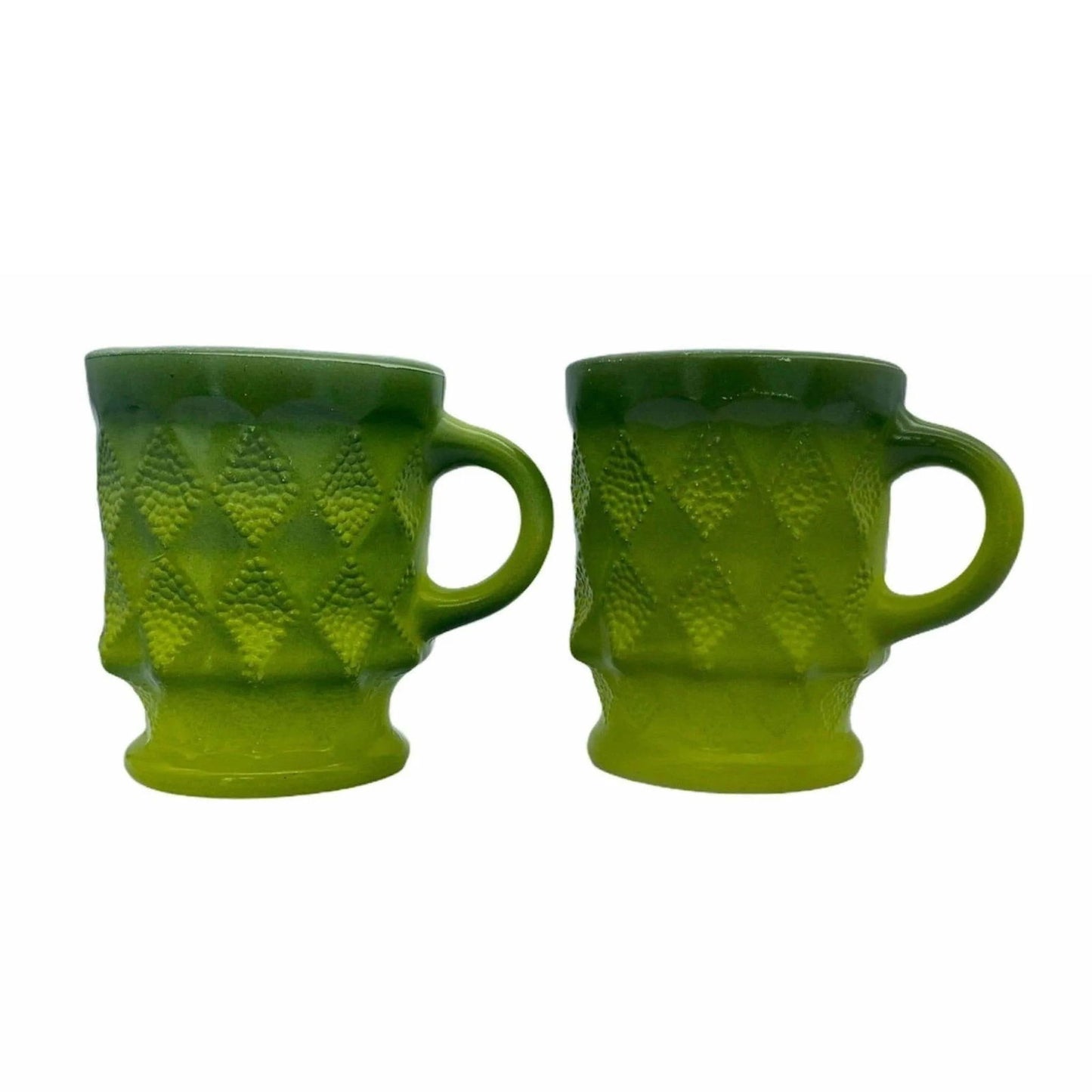 Anchor Hocking Fire King Kimberly Mugs - Green Jewelry Bubble