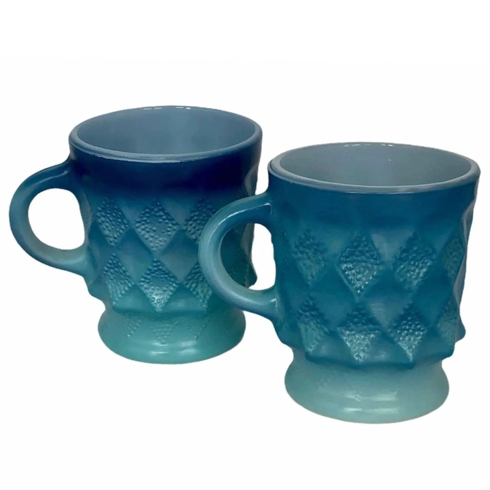 Anchor Hocking Kimberly Glass Mugs - Blue
