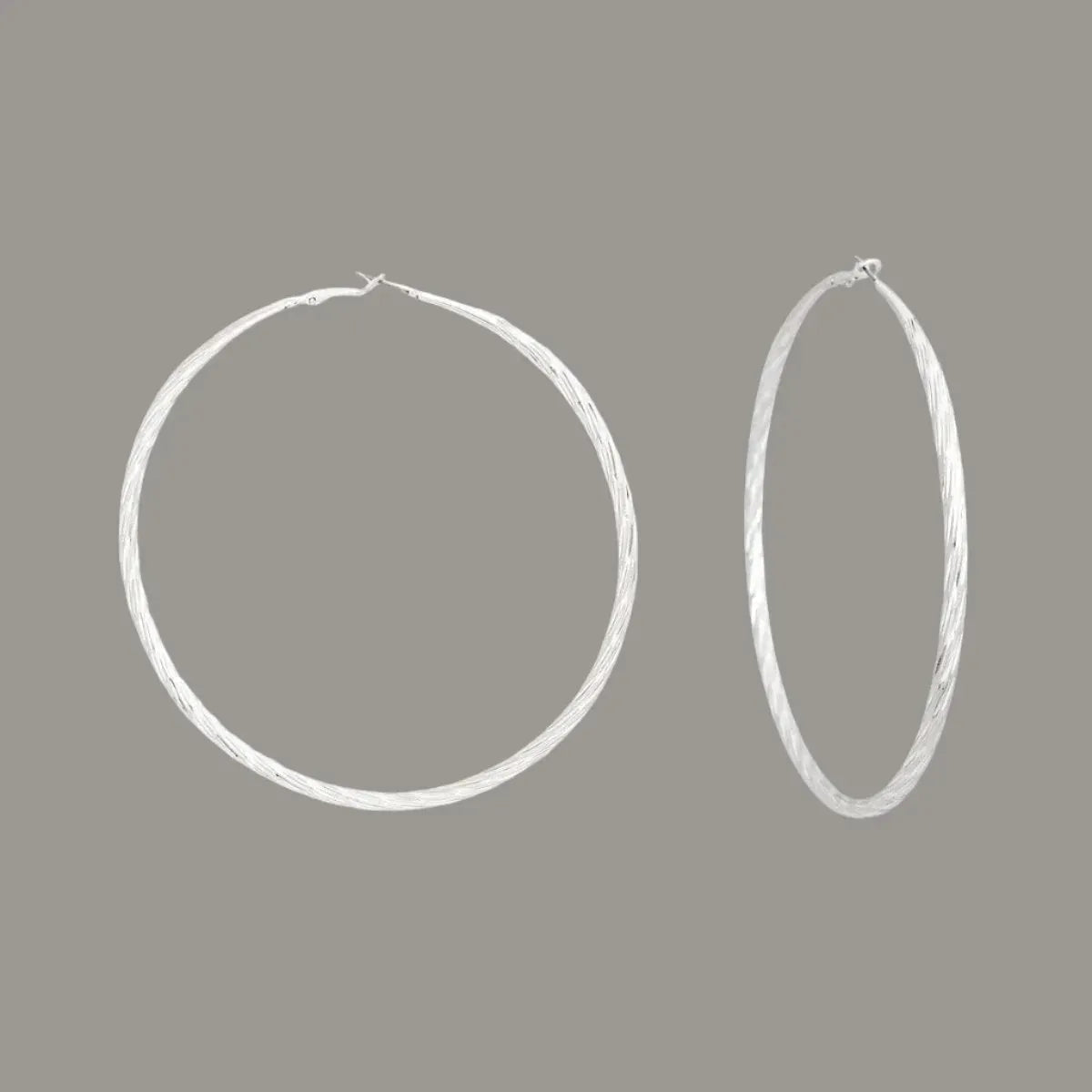 Angled Cut Silver Hoops - Fashion Jewelry Jewelry Bubble