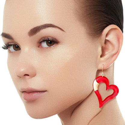 Angled Open Heart Earrings Jewelry Bubble