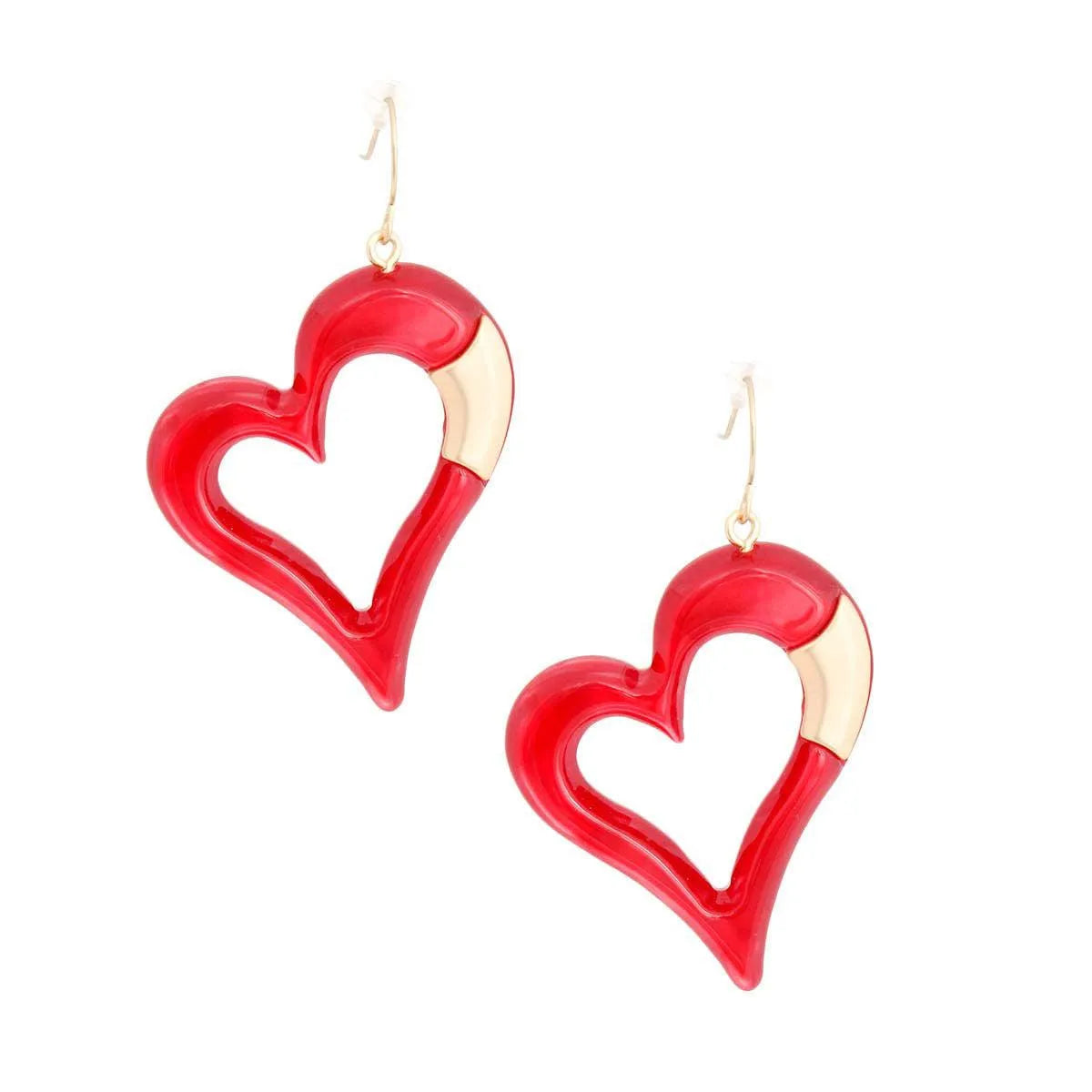 Angled Open Heart Earrings Jewelry Bubble