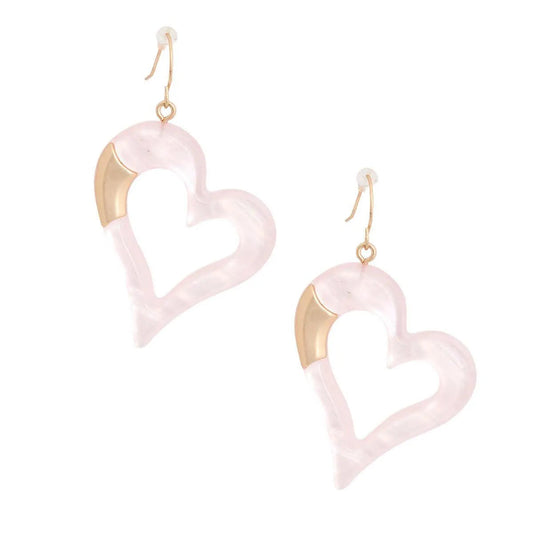 Angled Open Heart Earrings Light Pink Pinktown