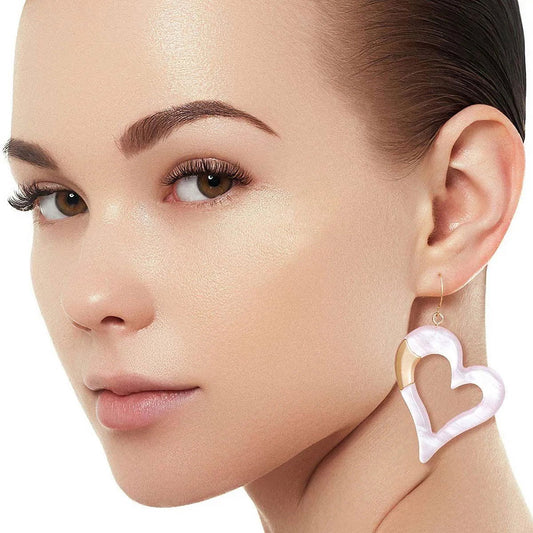 Angled Open Heart Earrings Light Pink Pinktown