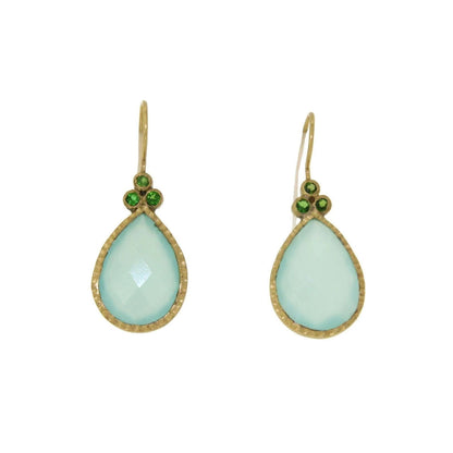 Aqua Chalcedony and Green Tourmaline Earrings Jewelry Bubble