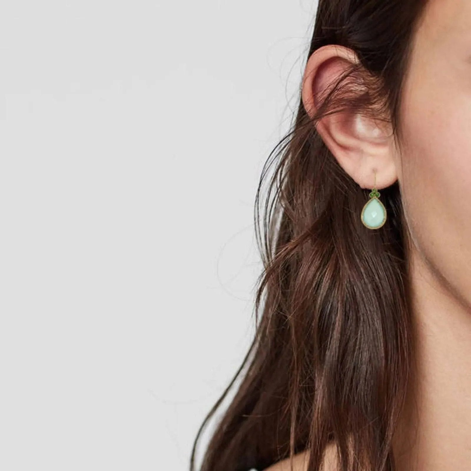 Aqua Chalcedony and Green Tourmaline Earrings