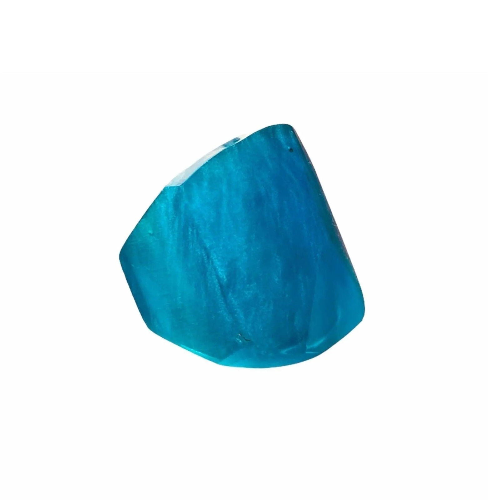 Aqua-blue Resin Square Pyramid Shape Modern Cocktail Ring Jewelry Bubble