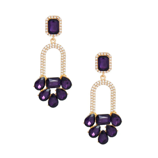 Arched Statement Earrings Dark Purple Color Jewelry Bubble