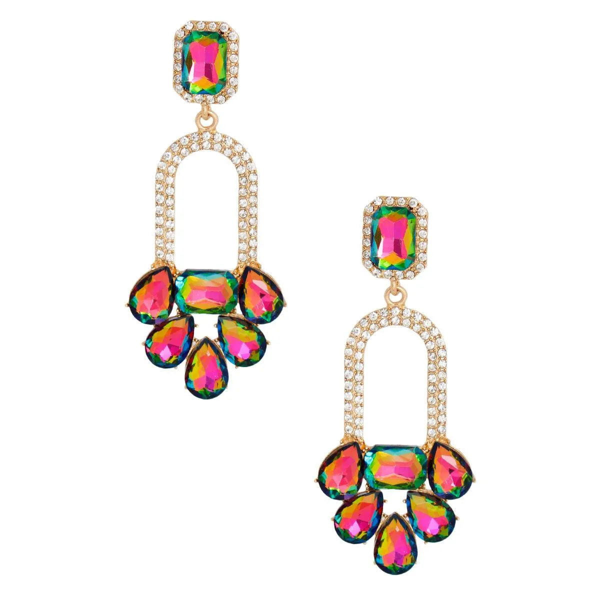 Arched Statement Earrings Pink-green Color Jewelry Bubble